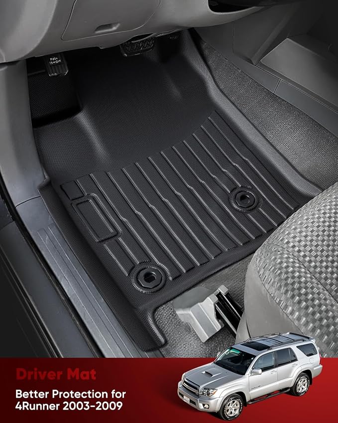 Car Floor Mats for Toyota 4Runner 2003-2009 3PCS Full Set SUV Truck Mats | All Weather Full Coverage Floor Liners Heavy Duty Waterproof Long-Lasting 4Runner Accessories TPE Rubber Automotive Carpet