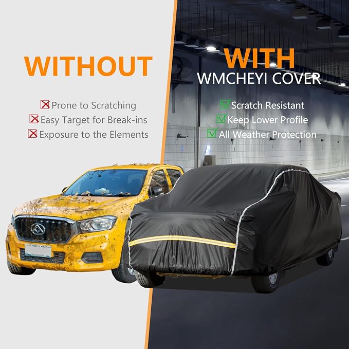 Pickup Truck Cover Waterproof All Weather, Outdoor Sun UV Rain Pickup Protection, 6 Layer Heavy Duty Truck Cover, Length Up to 233 Inch(233"*79"*78")