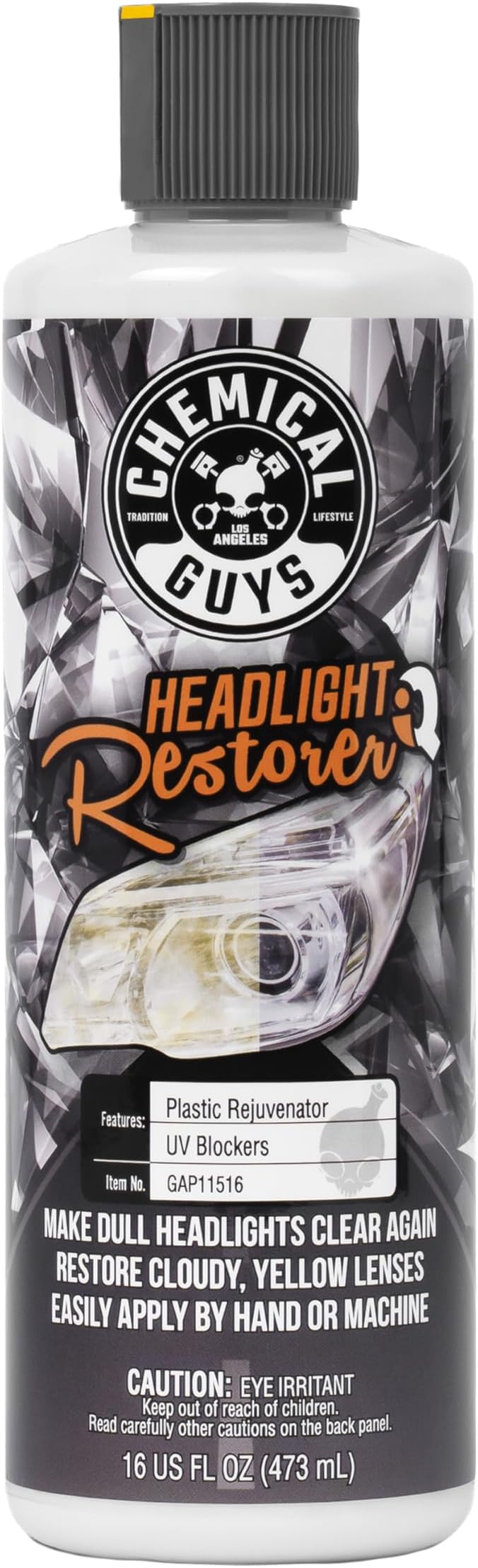 Chemical Guys, Headlight Restore & Protect, Clears Cloudy Lenses, 16 oz | All-in-one formula clears cloudy, yellowed headlights and leaves a coating that helps guard against fading
