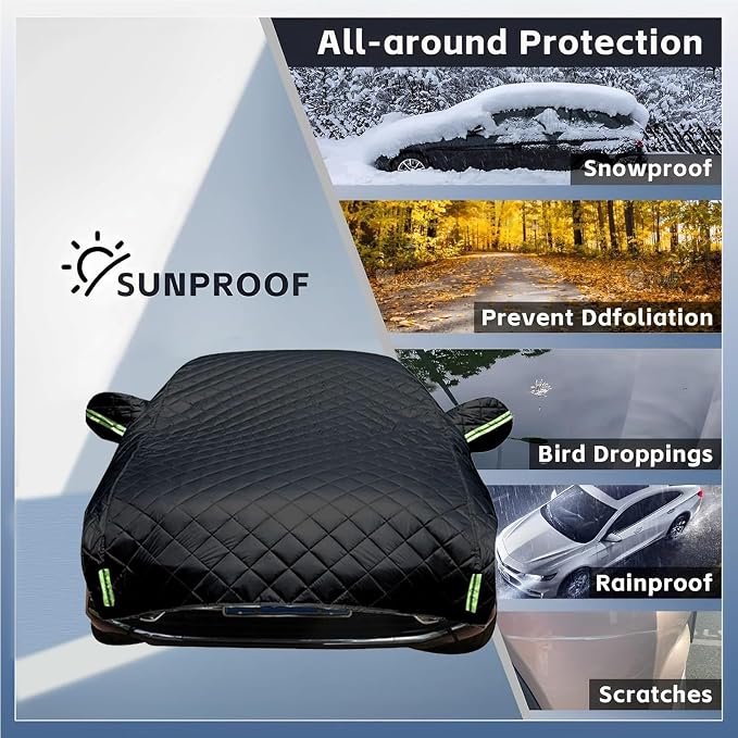 Hail Protector Car Cover Custom Fit for SUV Jeep-Length (181 to 205In),5-Layer Anti-Hail Thickened Car Covers Waterproof All-Weather UV/Wind/Snow Outdoor Protection with Reflective Strip,Black