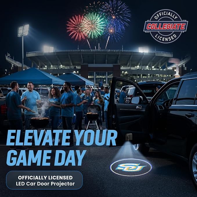 Sporticulture American Football Southern Car Door Lights Logo Shadow Display - Officially Licensed NCAA Car Accessories - Show Your Team Pride - Battery Powered, Universal Fit