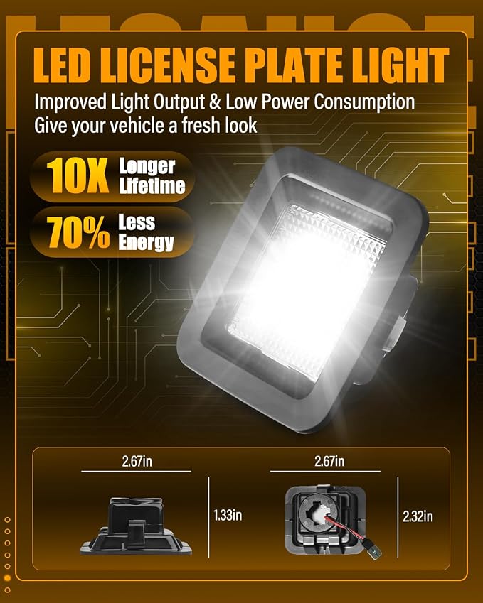 LESAUCE LED License Plate Lights for 2015-2020 2021 2022 Ford F-150, LED Tag Lights for 2017-2020 Raptor, 6000K White, Plug N Play, 2PCS