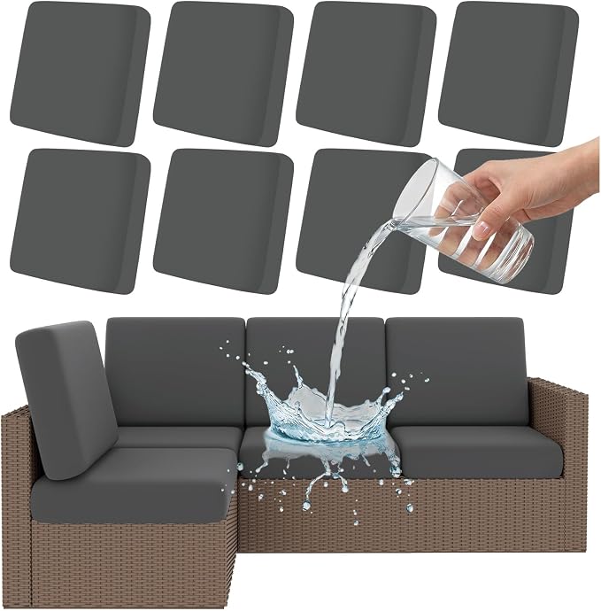 Smiry 8 Pcs Waterproof Patio Cushion Covers, Stretch Outdoor Furniture Covers