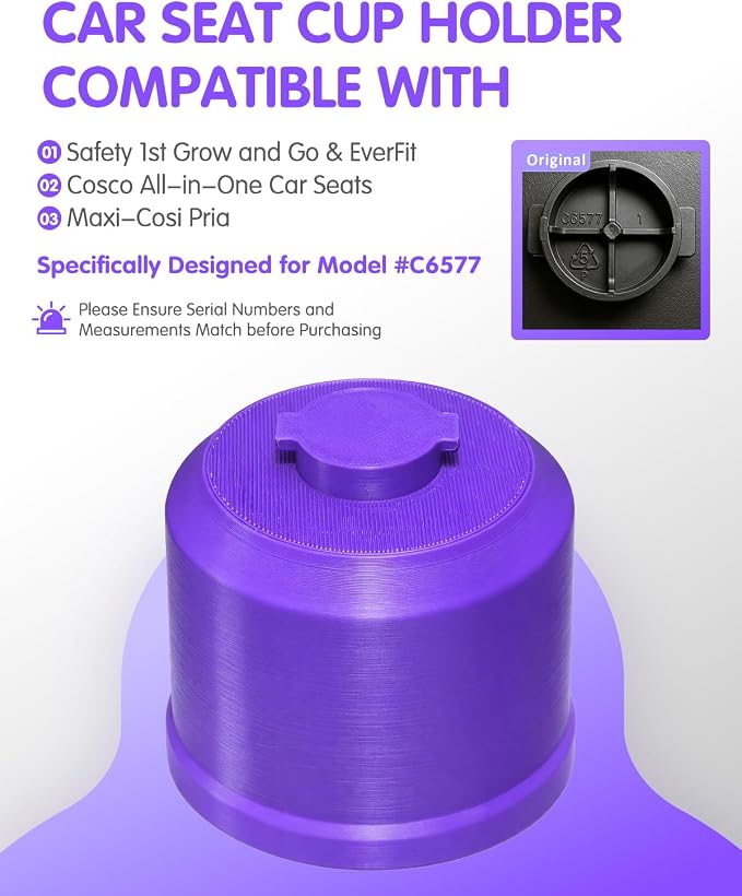 2 Pack Cup Holder Replacement for Safety 1st Grow and Go & EverFit, Maxi-Cosi Pria, Cosco All-in-One Car Seats (Model #C6577), Dual Cup Holders Set, Purple