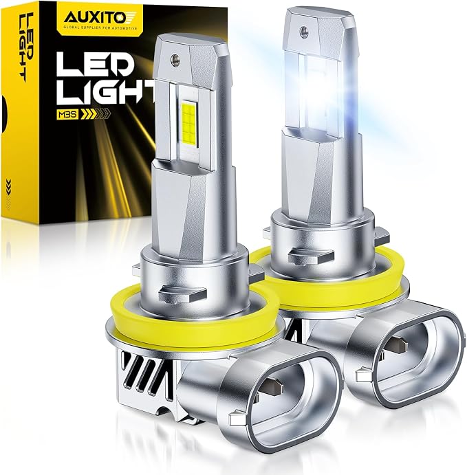 AUXITO H11 H8 H9 LED Bulbs, 16 Premium LED Chips, 80000LM 15X Brighter, 6500K Daylight, Plug and Play, 60000H Long Life, Universal Compatibility, Pack of 2