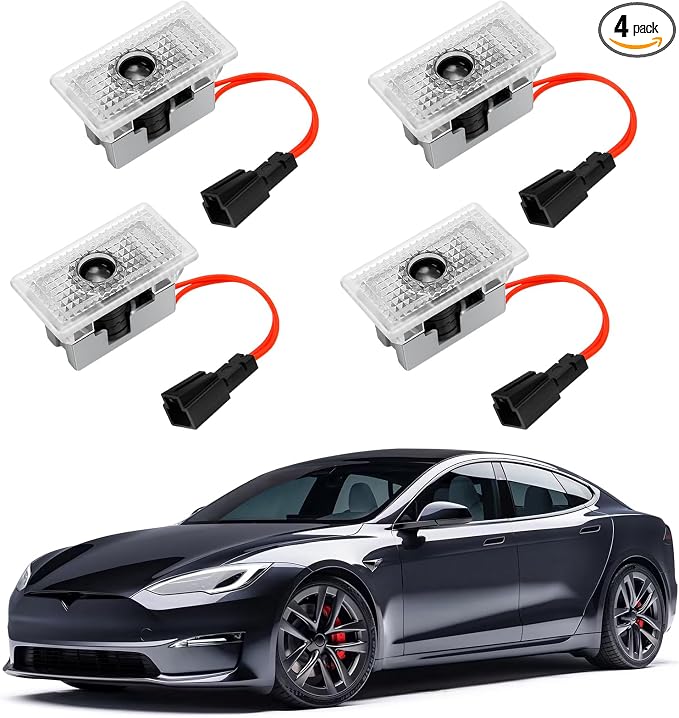 Car Door Lights Logo Projector - [4 Pack] 4K HD Puddle Lights for Model 3/Model Y/Model S/Model X, NOT Fit Cybertruck