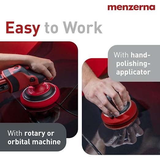 MENZERNA 6 Inch Polishing Pad Heavy Cut for Scratch Repair I Body Repair and Detailing Pads with Safety Edge & Velcro Attachment I Washable & Long Lasting I Thin Pad with Hole for Anti Heat Build-Up