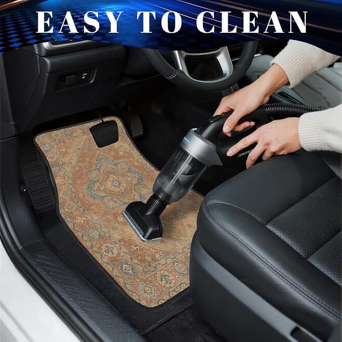 Carpet Car Floor Mats Vintage Rust Orange Geometric Carpet Front Rear Carpets Mat Decorative Car Floor Carpets Non-Slip Auto Car Accessories Universal Fit Car Accessories for Truck