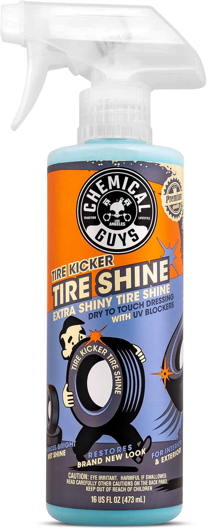 Chemical Guys, Tire Kicker Extra Glossy Tire Shine for Rubber & Trim, 16 oz | Sprayable dressing revives a deep wet look on tires, trim and bumpers, dries to the touch with no greasy sling