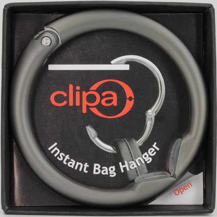 Clipa Bag Hanger Collection, The Ring that Opens into a Hook, Auto Closes | Holds 15 kg, Needs only 10mm to Hang a Hand Bag, Easy to Use with One Hand, The Instant Bag Hanger, 3 yr Warranty