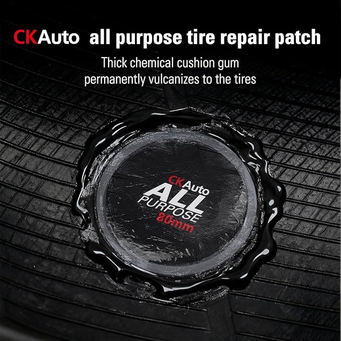 CKAuto 50 PCS All Purpose Tire Repair Patch Kit Heavy Duty 3-1/4"(80mm), Tire Plug Repair Kit Flat for Car Van Truck Bus Motorcycle and Inner Tire,Round Dia 3-1/4"(80mm)