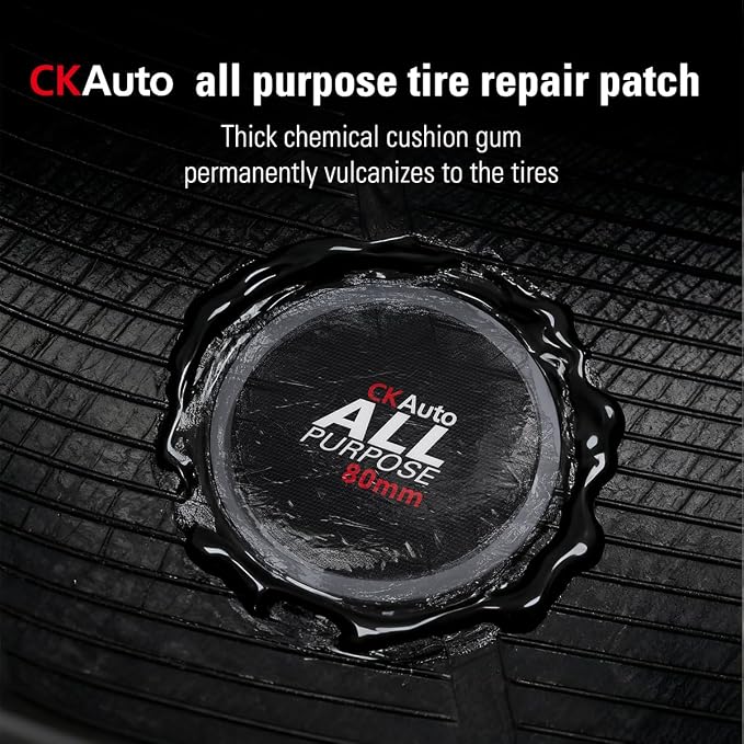 CKAuto 100 PCS Combination All Purpose Tire Repair Patch Kit Heavy Duty, for Car Van Truck Bus Motorcycle Bike and Inner Tire, Round 100 PCS