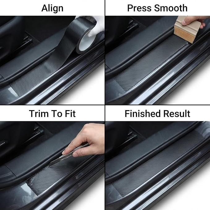 33Ft/10M 1 Roll Carbon Fiber Auto Door Edge Protector Tape, Door Sill Guard Wrap, Anti-Scratch Protective Film, Universal Edge Shield for Car Hood, Trunk, Roof and Interior(Black 2.75inx33Ft)