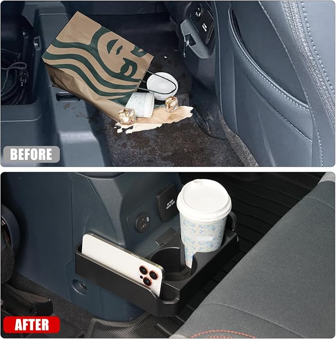 Mabett Removable Rear Dual Cup Holder for Ford Maverick 2022-2026 Accessories, FIT Insert Expander Rear Seat Cup Holder Organizer