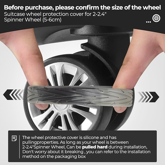 8Pcs Luggage Wheel Covers, Travel Accessories (Gradient Black & Gray) | Wear-resistant & anti-noise silicone covers. Fits 2-2.4" wheels. Protects suitcase wheels. Travel essential for suitcases