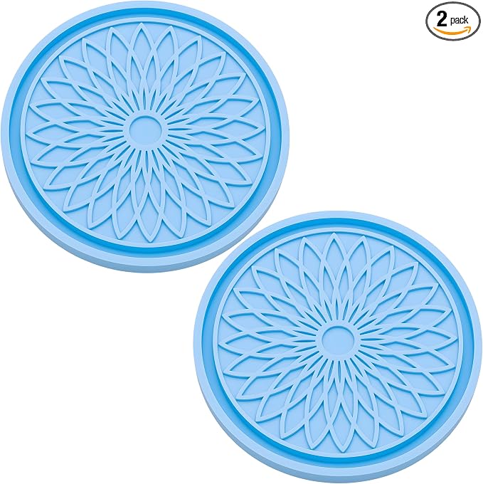 2-Pack Car Cup Holder Coaster Inserts, 2.75 Inch Non-Slip Silicone Liners, Shockproof Drink Holder Mat for Women Men, Universal Fit for Most Vehicles (Light Blue)