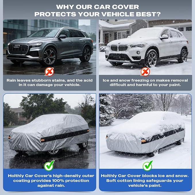 10 Layers Minivan Car Cover Custom Fit for Dodge Grand Caravan,Volkswagen VW Routan, Waterproof All Weather for Minivan, Outdoor Full Cover Sun Dust Rain Protection. Silver