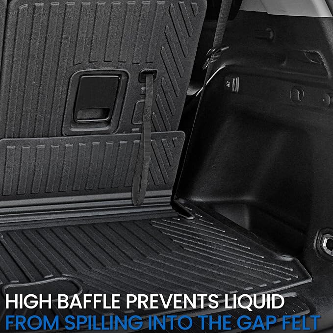 Cargo Mat Backrest Mats for 2021-2025 2026 Jeep Grand Cherokee L (3rd Row Manual & Power Fold), All Weather TPE Trunk Mat Cargo Liner Car Accessories (L | Cargo Mat+3rd Row Backrest Mats)