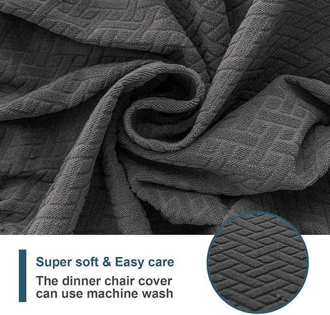 Genina Waterproof Seat Covers for Dining Room Chair Covers Waterproof Dining Chair Covers (6 PCS-Rear-gapped, Grey)