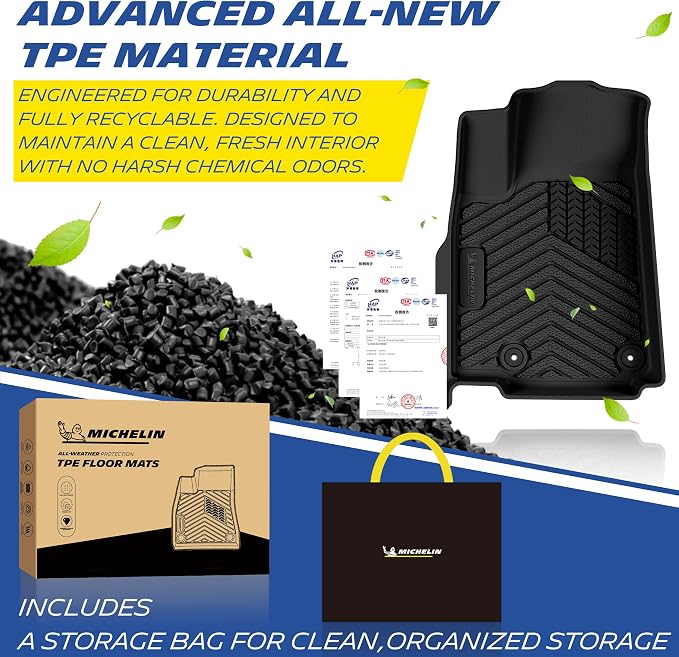Michelin Vehicle Mats, Premier Series All-Weather TPE Custom Fit Liner for 2022-2026 Jeep Grand Cherokee WL Include 4xe 5-Seat Floor Mats, Not for L or WK (6 Piece)