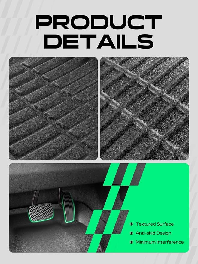 YHTAUTO Automotive All Weather Floor Mats Compatible with Honda CR-V 2007-2011, TPE Floor Liners All-Weather Protection Custom Fit, 1st & 2nd Row, Set of 3 Black