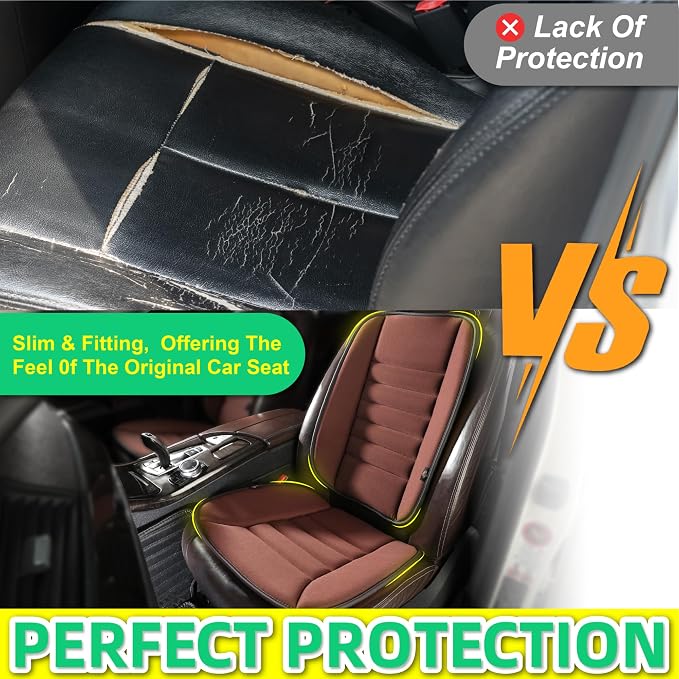 kingphenix Car Seat Cushion with Back Support Pillow, Memory Foam, Brown | Memory Foam Car Cushion for Long Driving, Truck, Office Chair, Tailbone and Lower Back Support