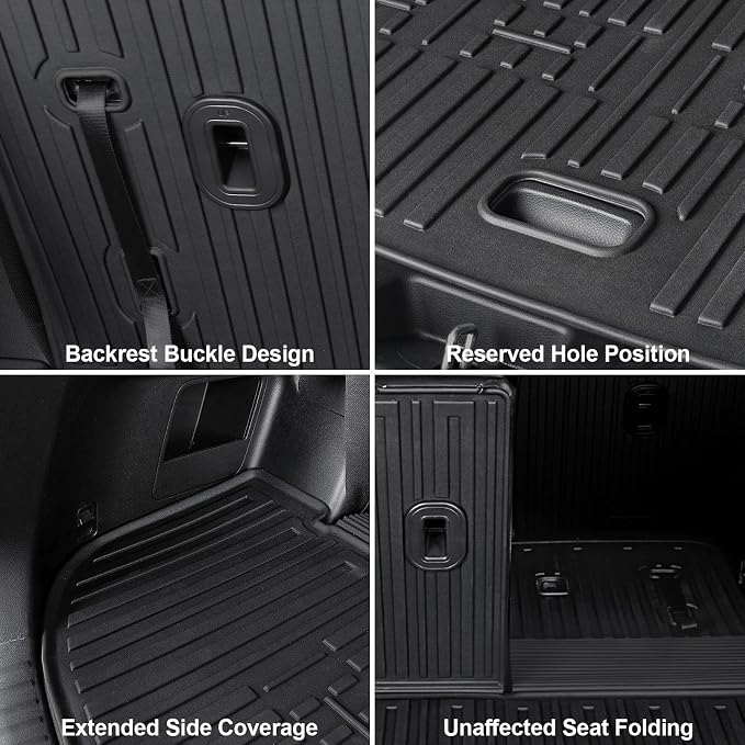 Floor Mats for Kia Telluride 2020-2025, All Weather Floor Mats Trunk Cargo Liner with Backrest Protectors Accessories, Full Coverage Set (Fit 7/8 Seats)