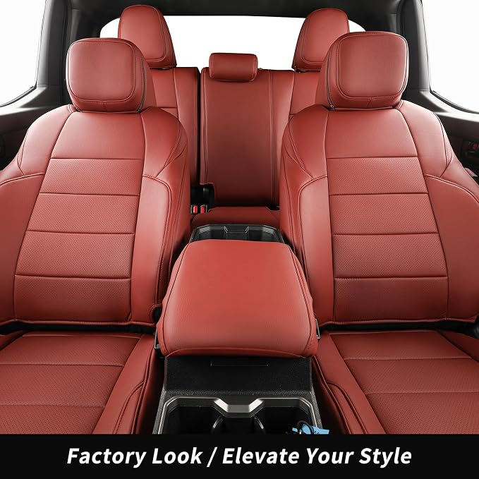 coverdream 2024 2025 2026 Tacoma Seat Covers Full Set for Toyota Tacoma 4th Gen Double/Crew Cab SR,SR5,TRD Sport,TRD Off-Road,Limited,Fully Covered,Waterproof Leather Car Seat Protector(Wine Red)