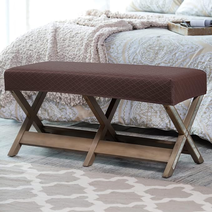 Fuloon Waterproof Dining Bench Cover, Removable Bench Slipcover Washable Bench Seat Protector Cover for Living Room, Bedroom, Kitchen (Chocolate)