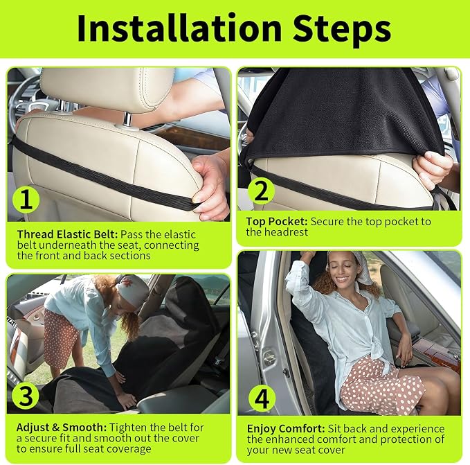 Leader Accessories Waterproof Towel Car Seat Cover, Front Bucket, Black | Universal Non-Slip, Fits Car Truck SUV, Machine Washable, For Dog & Kid, Pets, Yoga, Gym, Beach, Swimming, Outdoor Sports