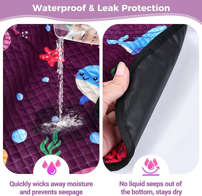 Piddle Pad Car Seat Liner, Waterproof Soft Car Seat Protector for Potty Training, (Purple Ocean)