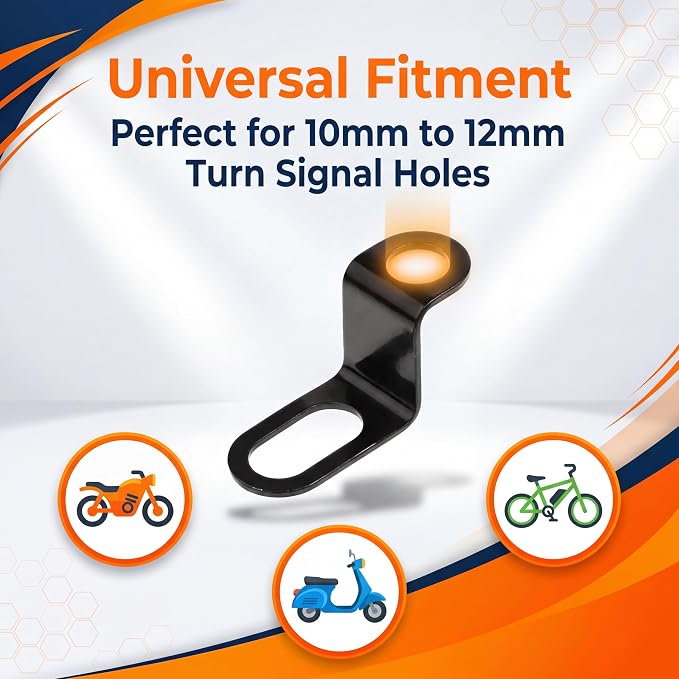 4 PCS Motorcycle Turn Signal Mounting Brackets, Motorcycle Turn Light Support Holder Stand，12mm Hole Indicator Relocation Bracket, L Shape Shock Brackets Metal Holder for Harley, Honda, Suzuki
