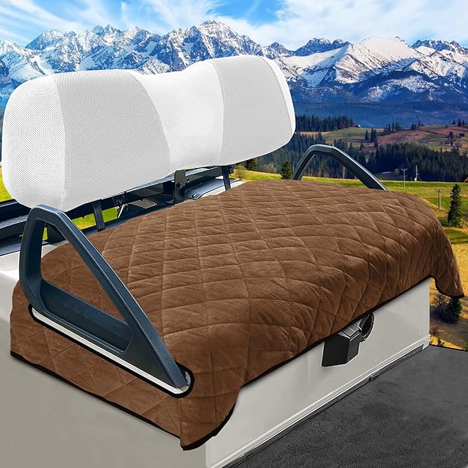 YOKYHOM Golf Cart Seat Covers, Thickened Short Plush Seat Towel Blanket with Non-Slip Backing, Soft & Heavy Duty, Fits Most 2 & 4 Passenger EZGO Yamaha Club Car, 51"x30.5", Dark Brown