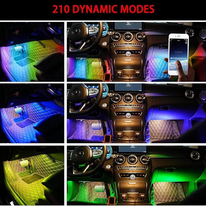 Upgrade Smart USB Dream Color Interior Car LED Strip Light with App Control, RGB Multi Color USB 5V Neon Atmosphere Ambient Night Strip Light Decorative Lamp for Cars with Music and DIY Mode(D36LEDs)