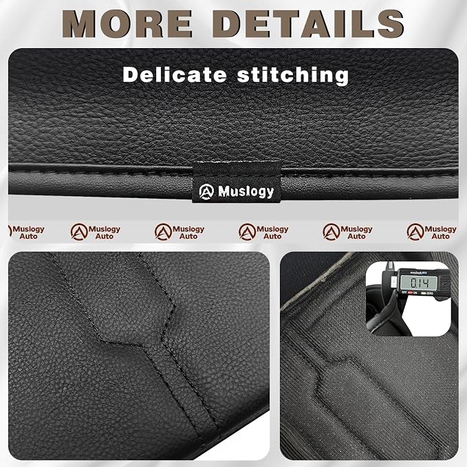 Muslogy Center Console Armrest Cover Fit for Ford Ranger 2024 2025 2026 Accessories, Comfort Armrest Pad Console Lid Cushion Vegan Leather Regular Thick (Black/Black Trim)