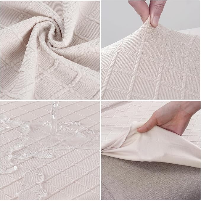 Fuloon Waterproof Dining Bench Cover, Removable Bench Slipcover Washable Bench Seat Protector Cover for Living Room, Bedroom, Kitchen (Pale Beige)