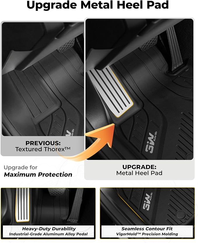3W Floor Mats with Metal Pedals & Backrest Mats Cover& Cargo Liners for Hyundai Palisade 2026 7&8s(Only Fit Hybrid), TPE All Weather Custom Fit Floor Liner & Tunk Mats 1st &2nd Rows Car Mats