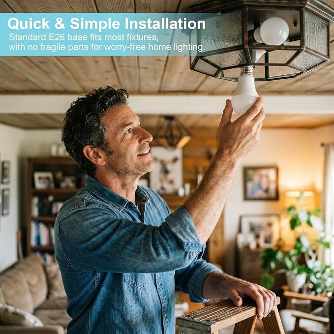 8 Pack A19 LED Light Bulbs, 60W Equivalent, 5000K Daylight Light Bulbs Non-Dimmable with E26 Standard Base, Efficient 9W, 800 Lumens, 120V, CRI 85, Light Bulb for Bedroom Living Room