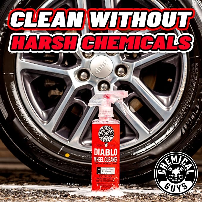 Chemical Guys, Diablo Brake Dust & Wheel Cleaner Spray for Rims, 2 x 16 oz | pH-balanced spray lifts brake dust and road grime from wheels, rims and tires, safe on all wheel finishes