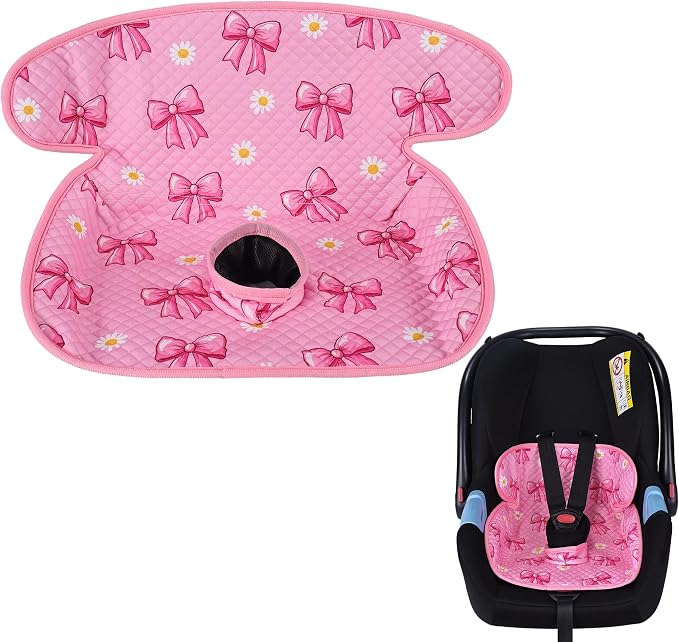 Piddle Pad Car Seat Liner, Waterproof Soft Car Seat Protector for Potty Training, (Pink Bow) | 360°leak-proof + non-slip | Fits car seats, strollers, high chairs |Toddler Travel | Pink Bow | Machine washable