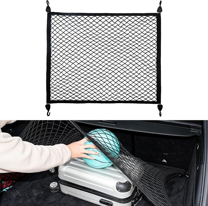 Cargo Net for SUV Car Trunk Net Organizer with ABS Hook Elastic Storage Mesh Nets 31.5 x23.6 inches Stretch to 70.8 x 47.2 inches for Pickup Trucks Tailgate Netting Accessories