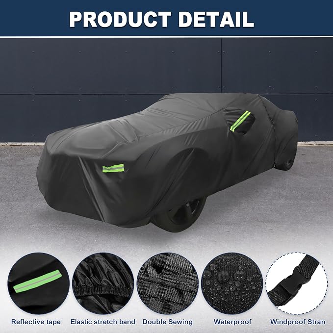 ACROPIX Car Cover Waterproof All Weather Full Exterior Cover Rain Hail Sun Protector Car Cover Black Fit for Chevrolet Camaro 2010-2022 with Door Zipper - Pack of 1