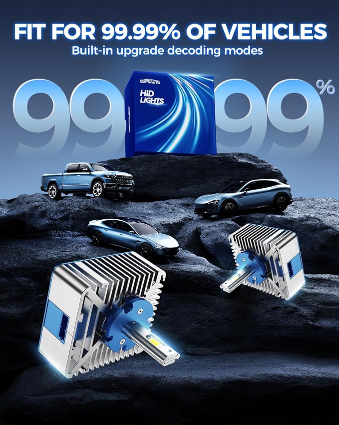 Marsauto D5S D5R HID Bulbs, 6000K White 10X Brightness 70,000LM for HID Xenon Bulb, Plug and Play, Pack of 2
