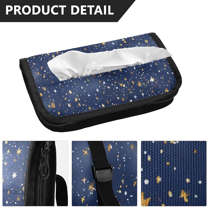 Dreamy Starry Sky Car Tissue Holder Durable Napkin Holder Hanging Tissue Holders Case Car Tissues Bag for Sun Visor Seat Back Universal Auto