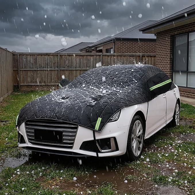 Hail Protector Car Cover Custom Fit for SUV Jeep-Length (181 to 205In),5-Layer Anti-Hail Thickened Car Covers Waterproof All-Weather UV/Wind/Snow Outdoor Protection with Reflective Strip,Black