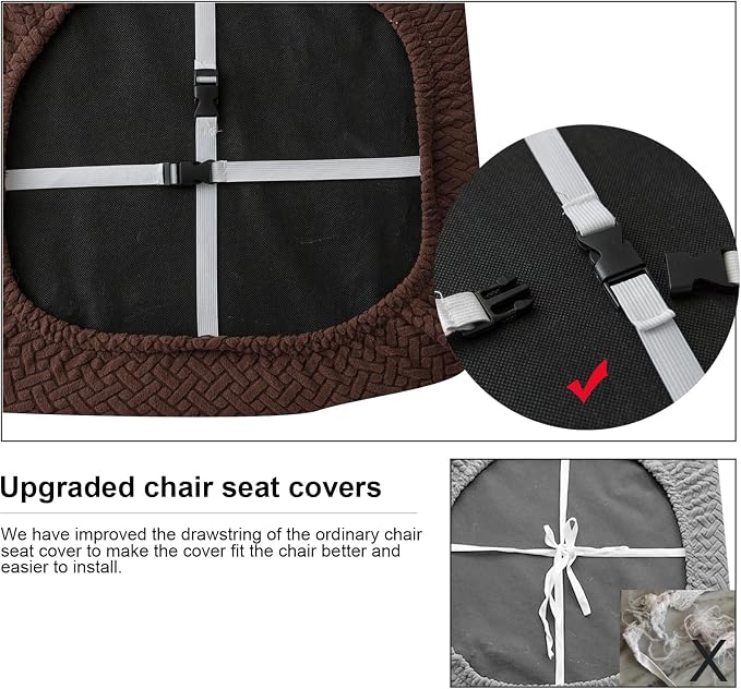 Genina Seat Covers for Dining Room Chair Seat Slipcovers Kitchen Chair Covers (Chocolate, 4 Pcs)