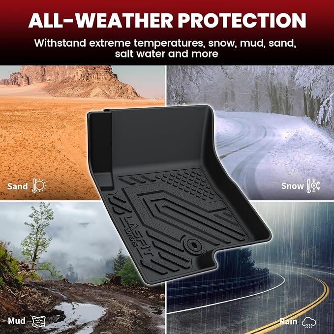 LASFIT Floor Mats for Jeep Compass 2007-2016 2017 | All Weather, TPE, Custom Fit, Car Mats, Floor Liners, Cargo Mat, Trunk Liner, Black