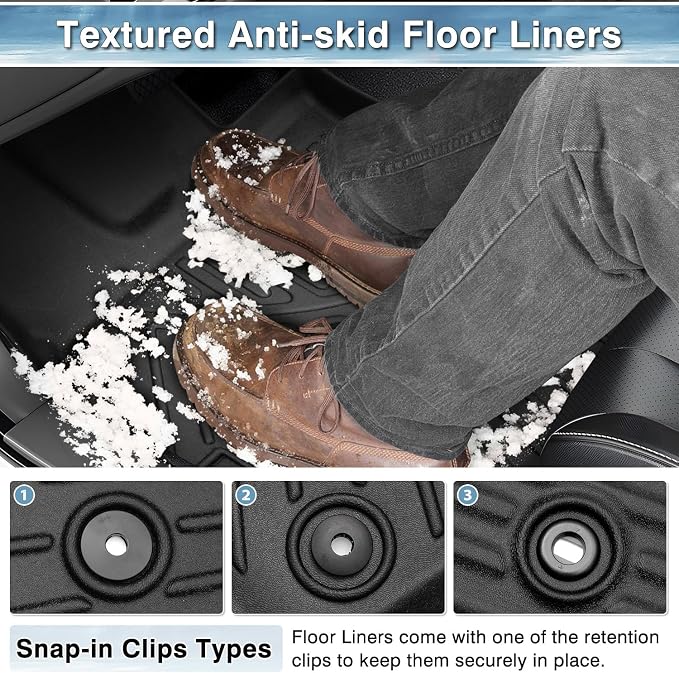 Mixsuper Floor Mats for N-issan Kicks S 2025 2026, All Weather Floor Liners for NIS-san Kicks Accessories, Durable 1st and 2nd Row Set Black