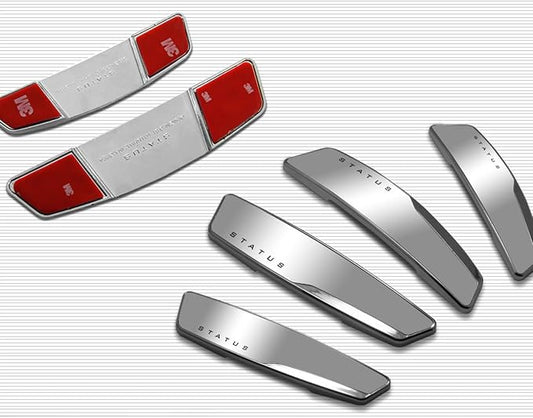 4 Pcs Status High Glossy Slim Door Edge Guards Bumper Protector Trim Guard Sticker Molding for Motors Auto Vehicle Silver Color