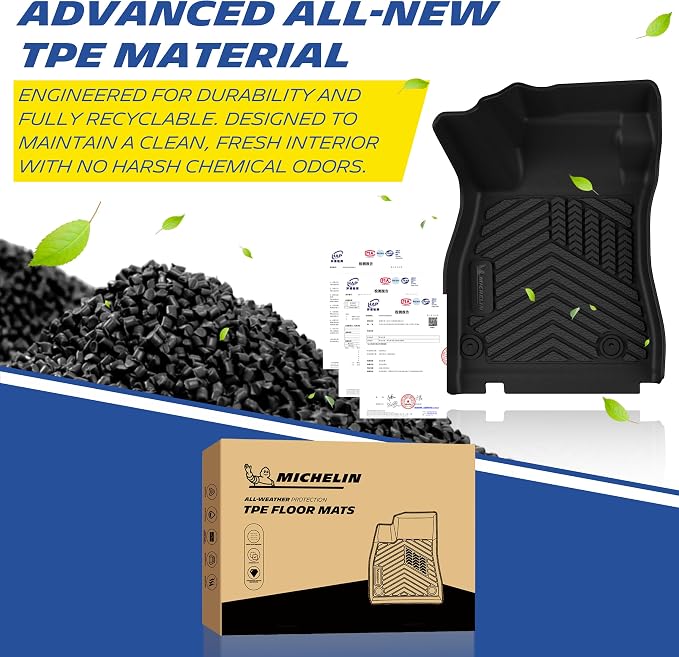 Michelin Vehicle Mats, Premier Series All-Weather TPE Custom Fit Liner for 2026-2027 Nissan Sentra Floor Mats (3 Piece)